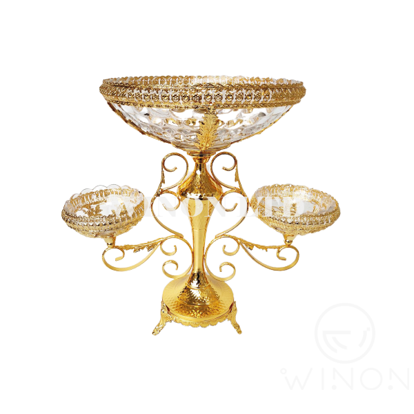 1pcs big size glass fruits bow with 2pcs small size glass bowl set with base