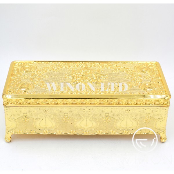 Golden plated 7.5"rectanglar jewel box