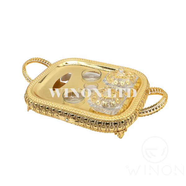 15 inch rectangle tray with 2pcs square shape date bowl and tissue box set