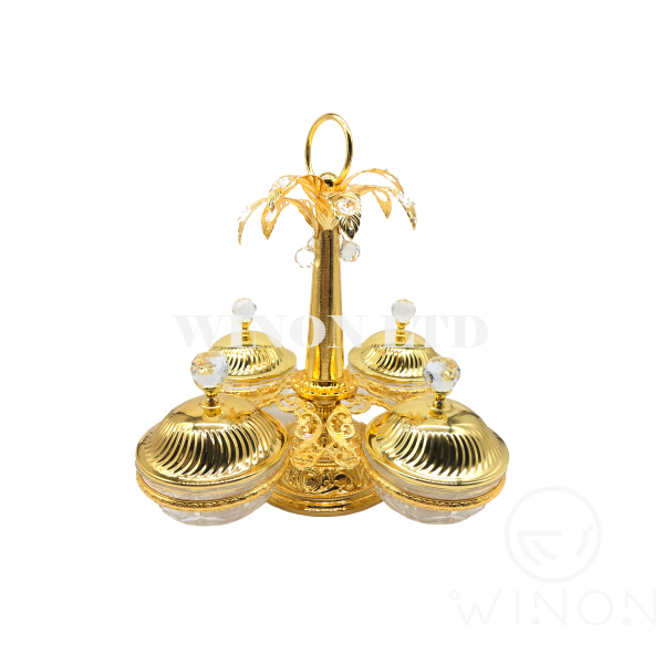 4pcs set rotating bowl with cover and handle