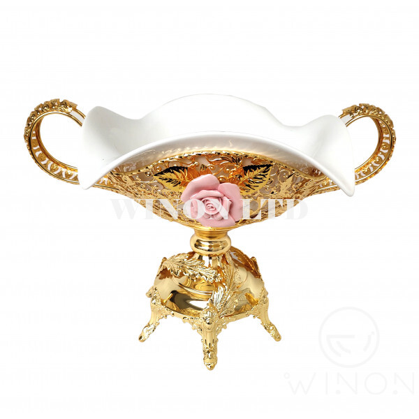 Rose Ceramic Design Square Sharpe Ceramic Bowl with Base And Handle