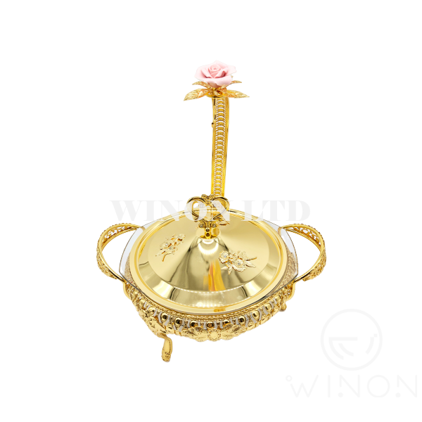 Middle size round shape chafing dish with handle and holder
