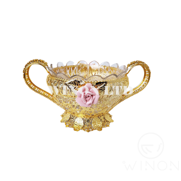 Big Size Round Sharp Glass bowl with Handle