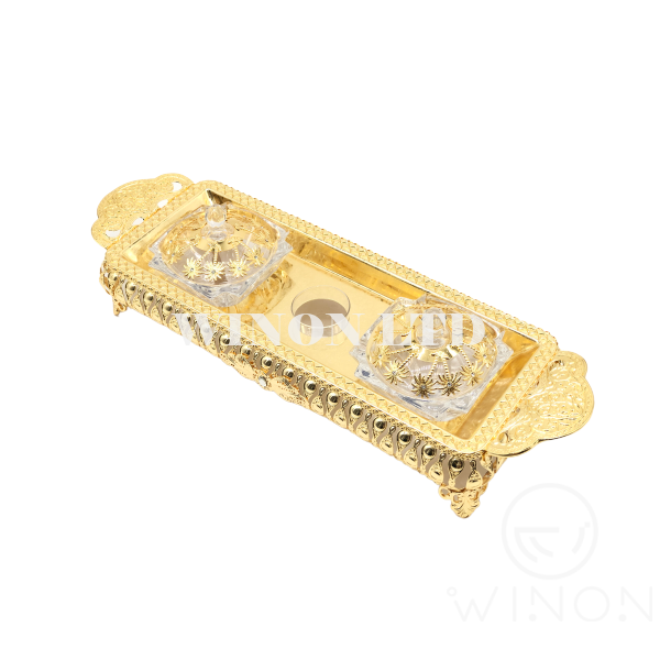15 inch rectangle tray with 2pcs square shape date bowl set