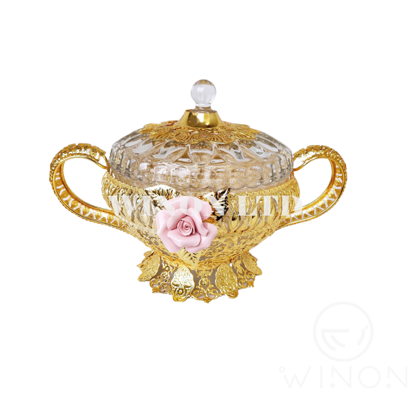 Big size Glass plate with handle and base