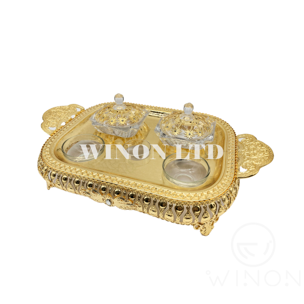 13 inch rectangle tray with 2pcs square shape date bowl set