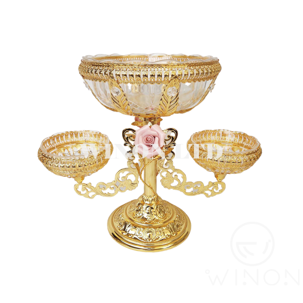1pcs big size glass fruits bow with 2pcs small size glass bowl set with base