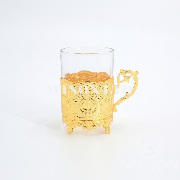 Golden plated 6pcs teacup with leg